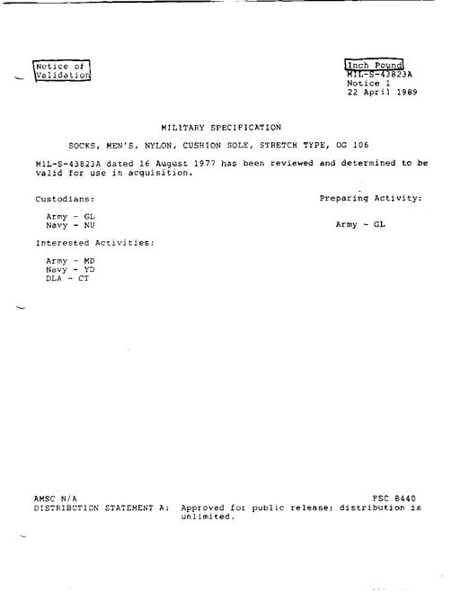 MIL MIL-S-43823A Notice 1 - Validation