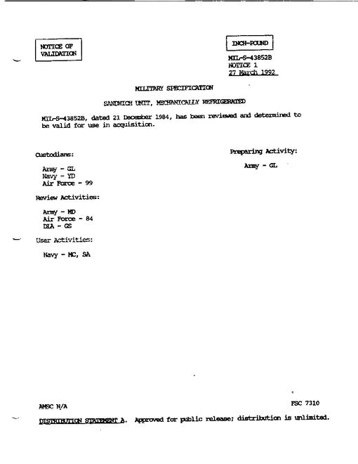 MIL MIL-S-43852B Notice 1 - Validation