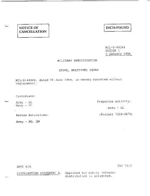 MIL MIL-S-44344 Notice 1 - Cancellation