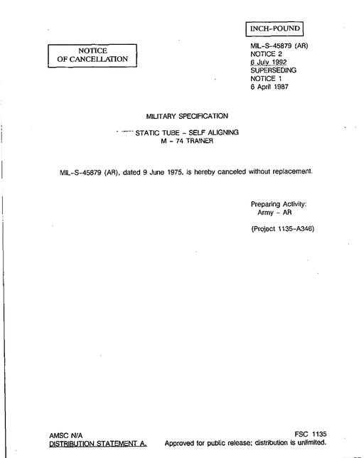 MIL MIL-S-45879 Notice 2 - Cancellation