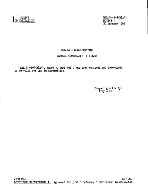 MIL MIL-S-48464B Notice 1 - Validation