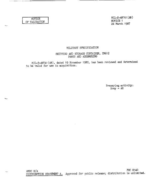 MIL MIL-S-48741 Notice 1 - Validation