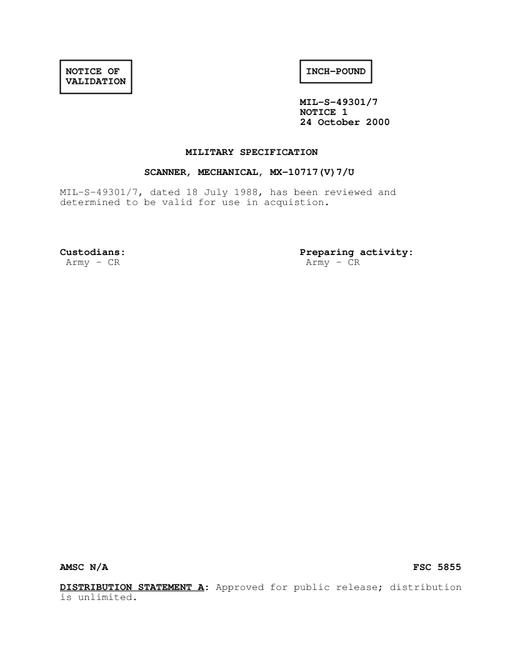 MIL MIL-S-49301/7 Notice 1 - Validation
