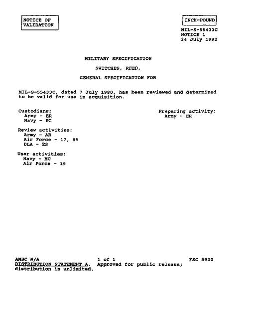 MIL MIL-S-55433C Notice 1 - Validation