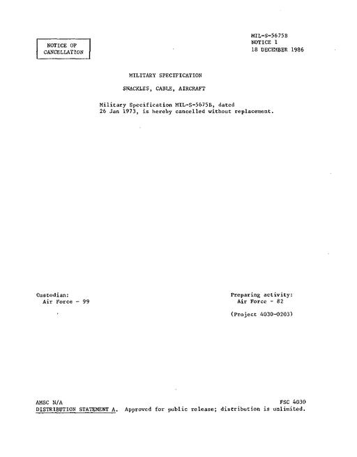 MIL MIL-S-5675B Notice 1 - Cancellation