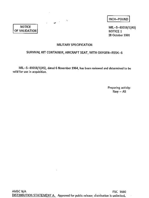 MIL MIL-S-81018/1 Notice 1 - Validation