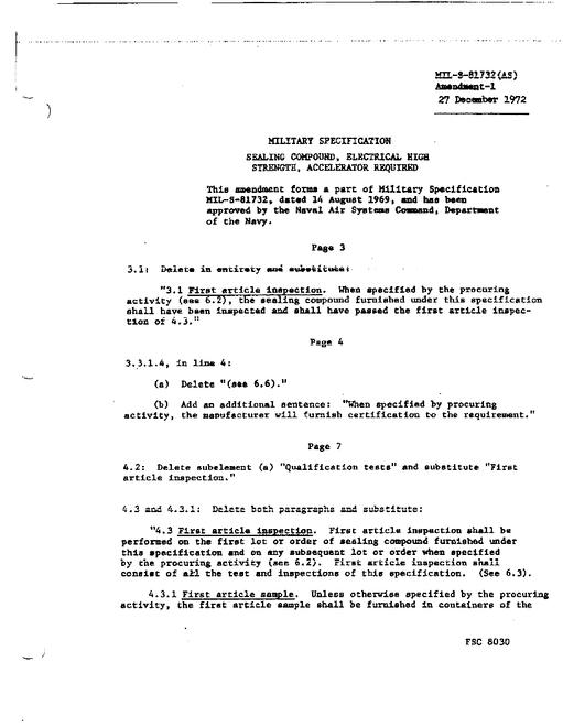 MIL MIL-S-81732 Amendment 1