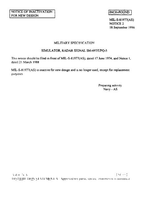 MIL MIL-S-81977 Notice 2 - Inactivation