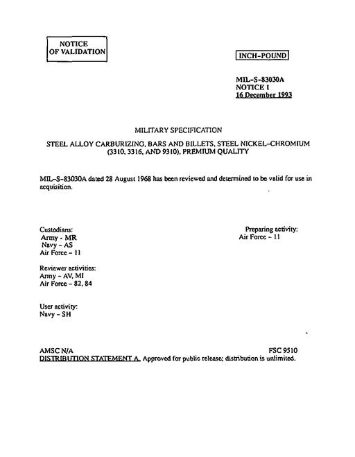 MIL MIL-S-83030A Notice 1 - Validation