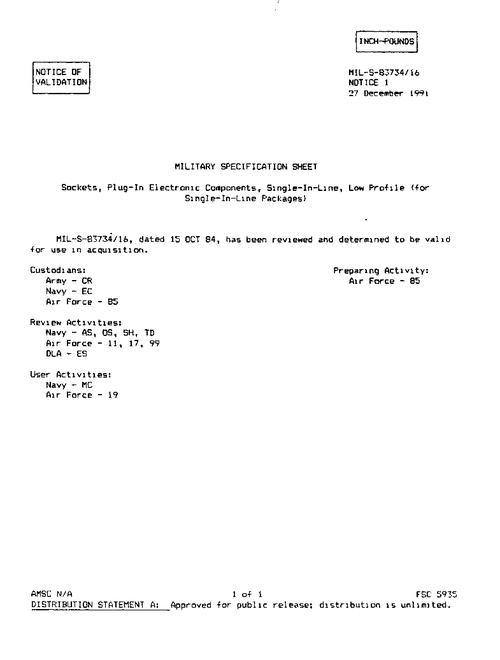 MIL MIL-S-83734/16 Notice 1 - Validation
