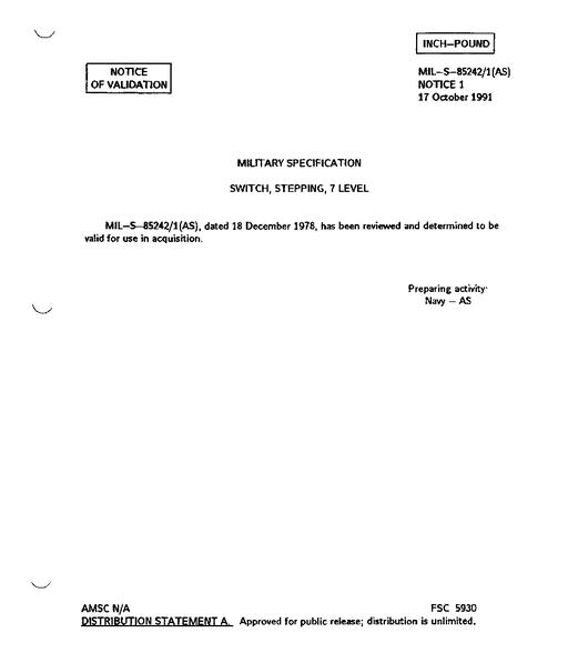 MIL MIL-S-85242/1 Notice 1 - Validation