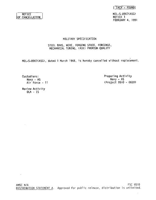 MIL MIL-S-8967 Notice 1 - Cancellation