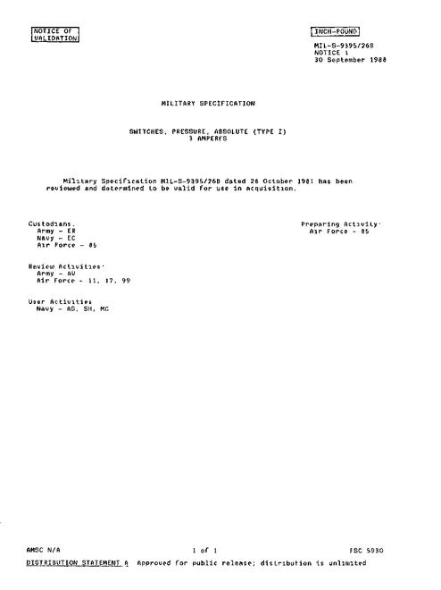 MIL MIL-S-9395/26B Notice 1 - Validation