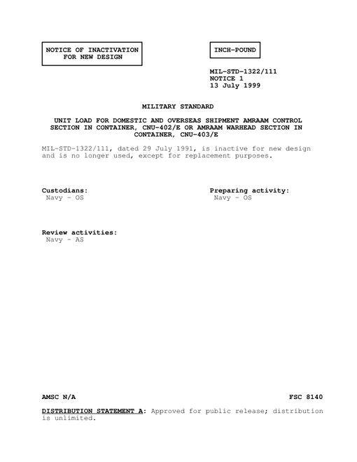MIL MIL-STD-1322-111 Notice 1 - Inactivation