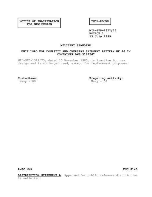 MIL MIL-STD-1322-75 Notice 1 - Inactivation