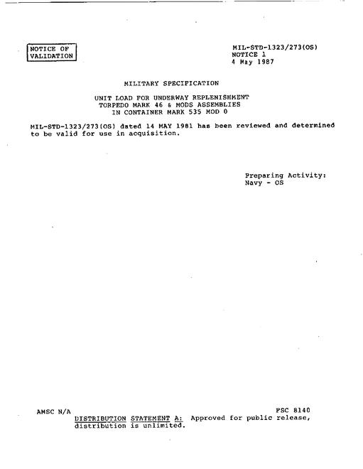 MIL MIL-STD-1323-273 Notice 1 - Validation