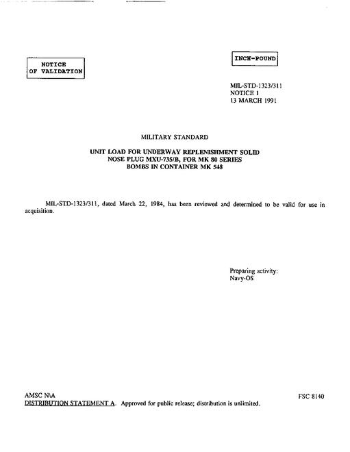 MIL MIL-STD-1323-311 Notice 1 - Validation