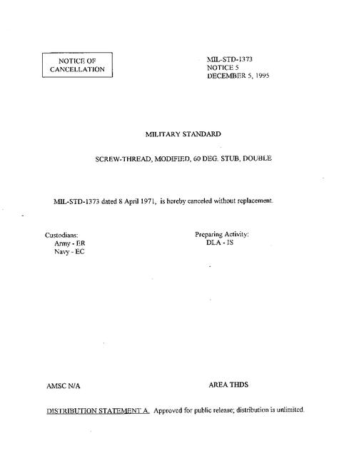 MIL MIL-STD-1373 Notice 5 - Cancellation 1