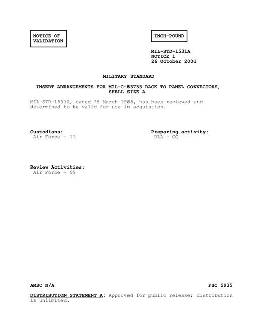 MIL MIL-STD-1531A Notice 1 - Validation