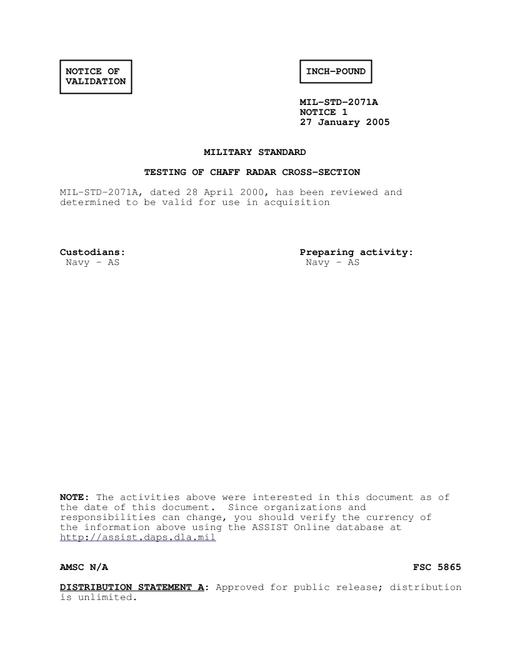 MIL MIL-STD-2071A Notice 1 - Validation
