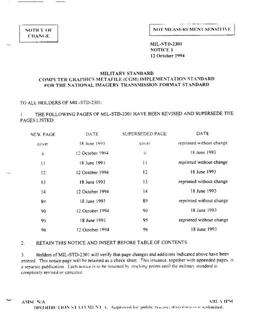 MIL MIL-STD-2301 Change Notice 1