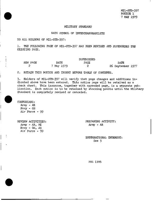 MIL MIL-STD-397 Change Notice 1