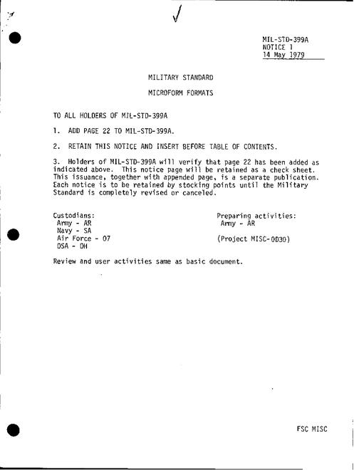 MIL MIL-STD-399A Change Notice 1