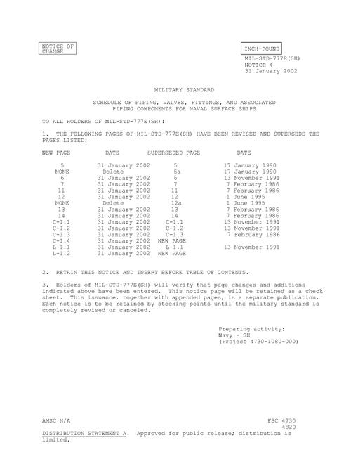 MIL MIL-STD-777E Change Notice 4