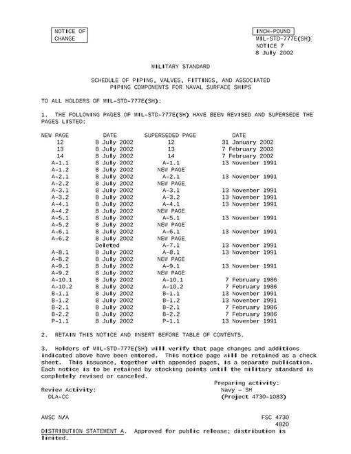 MIL MIL-STD-777E Change Notice 7