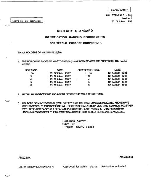 MIL MIL-STD-792E Change Notice 1