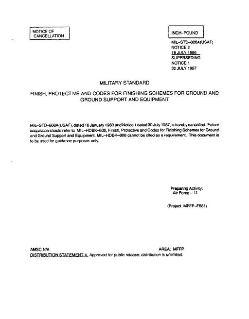 MIL MIL-STD-808A Notice 2 - Cancellation