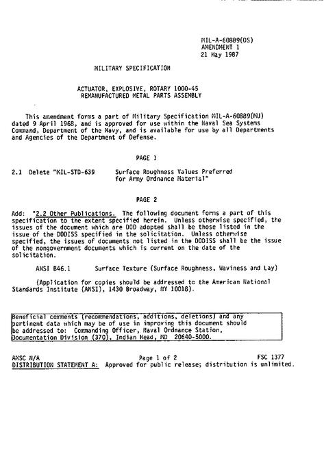 MIL MIL-A-60889 Amendment 1