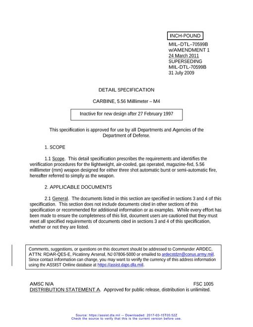 MIL MIL-DTL-70599B Amendment 1