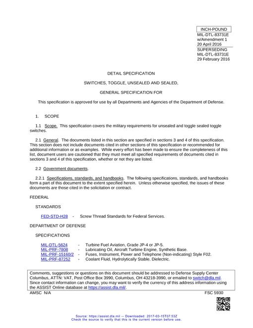 MIL MIL-DTL-83731E Amendment 1 (amendment incorporated)