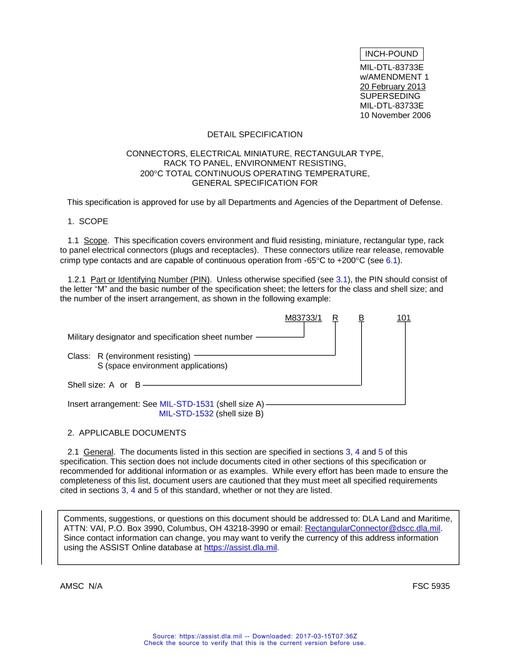 MIL MIL-DTL-83733E Amendment 1 (amendment incorporated)