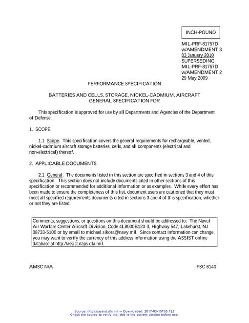MIL MIL-PRF-81757D Amendment 3 (all prev amd incorp.)