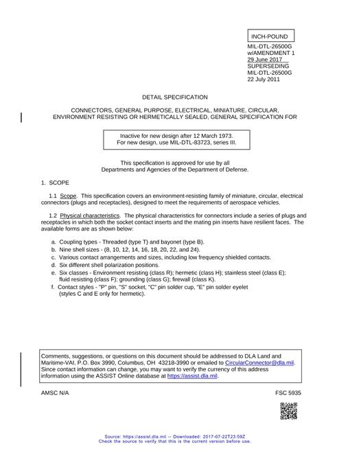MIL MIL-DTL-26500G Amendment 1