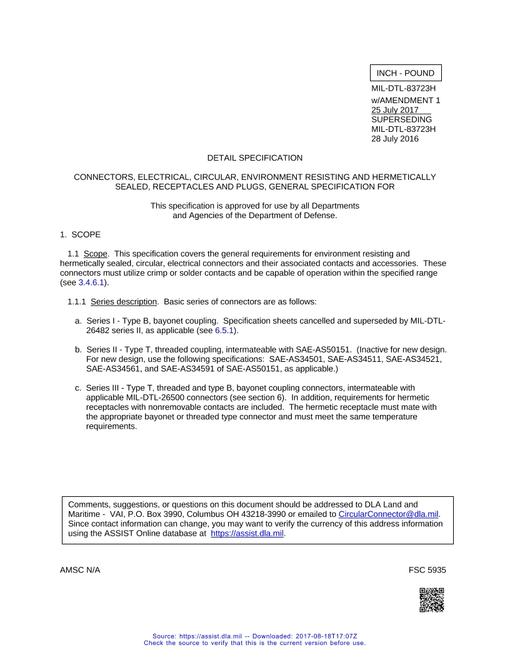 MIL MIL-DTL-83723H Amendment 1