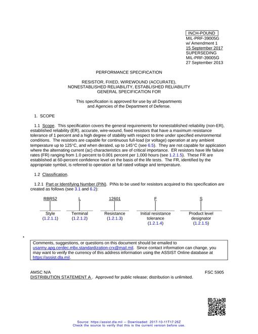 MIL MIL-PRF-39005G Amendment 1