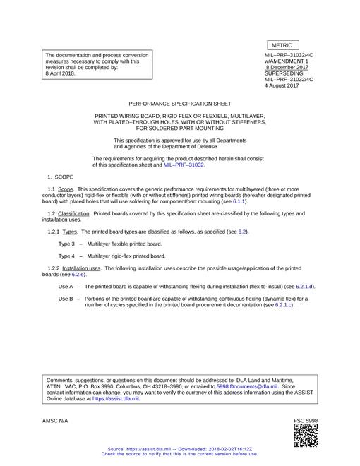MIL MIL-PRF-31032/4C Amendment 1